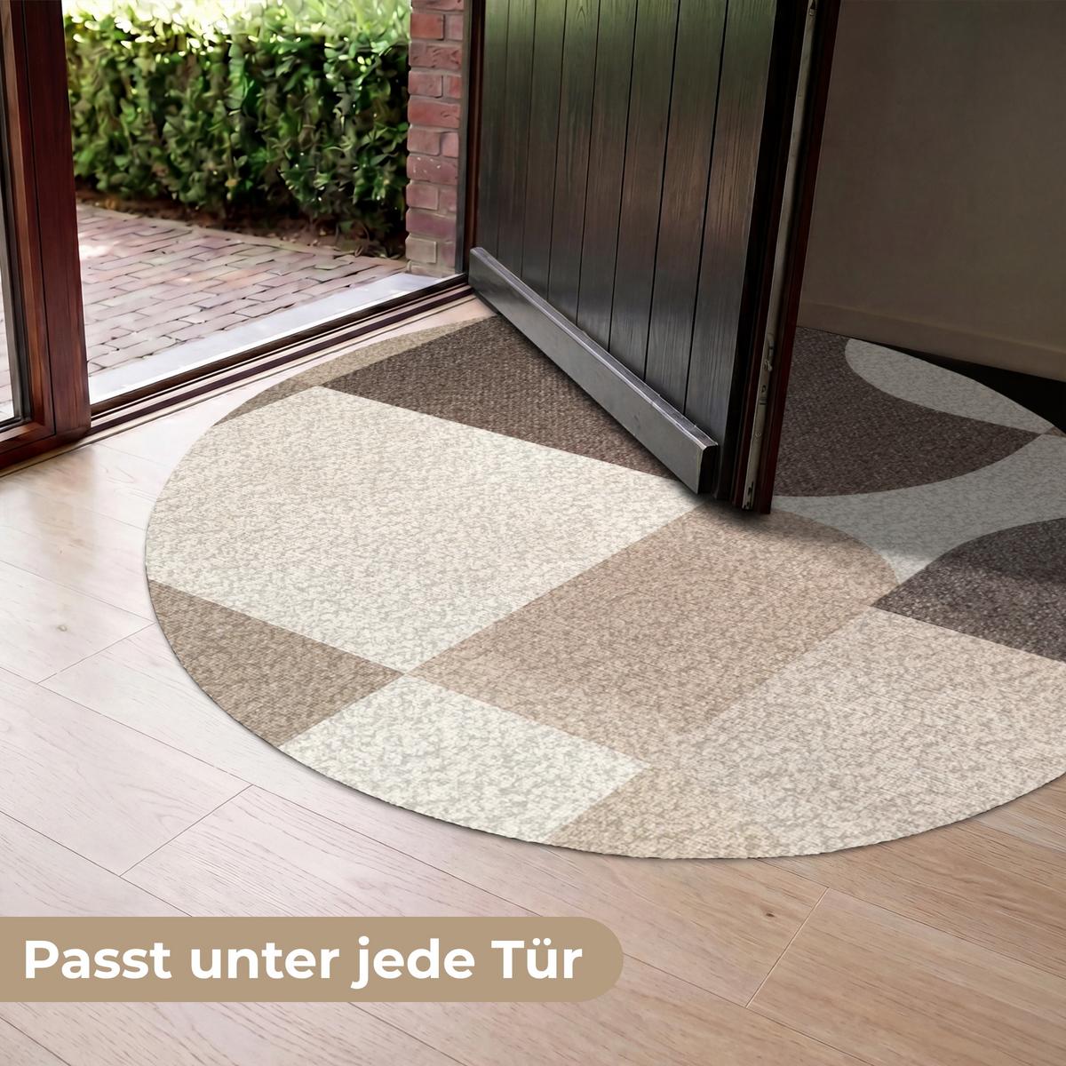 FUSSMATTE Geometrisch - Gewebte Struktur - Modern Fußabtreter 120x120 cm - Beige, Kunststoff (120/0.4cm) - MuchoWow