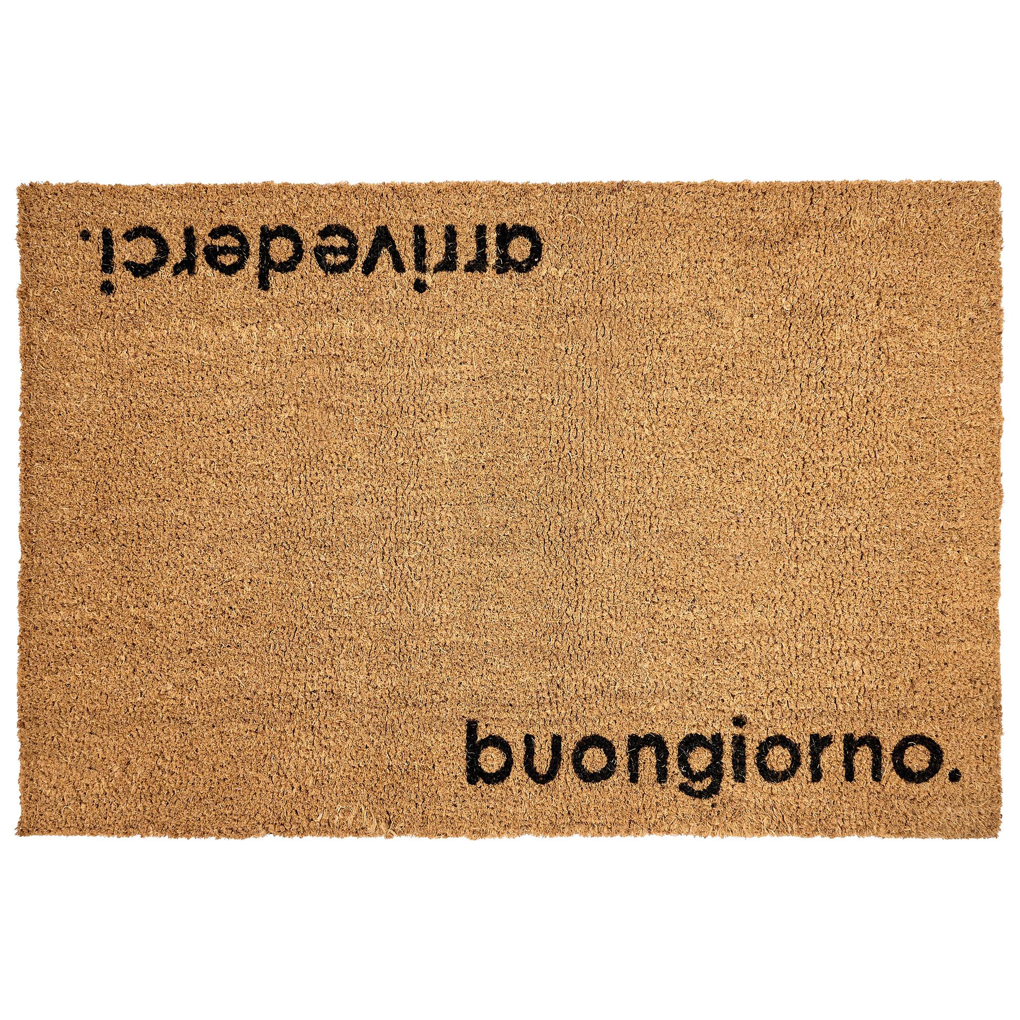 FUSSMATTE Naturfarben 60/90 cm Schriftzug Kokosfasern Labo - Naturfarben, Textil (60/90cm) - Beliani