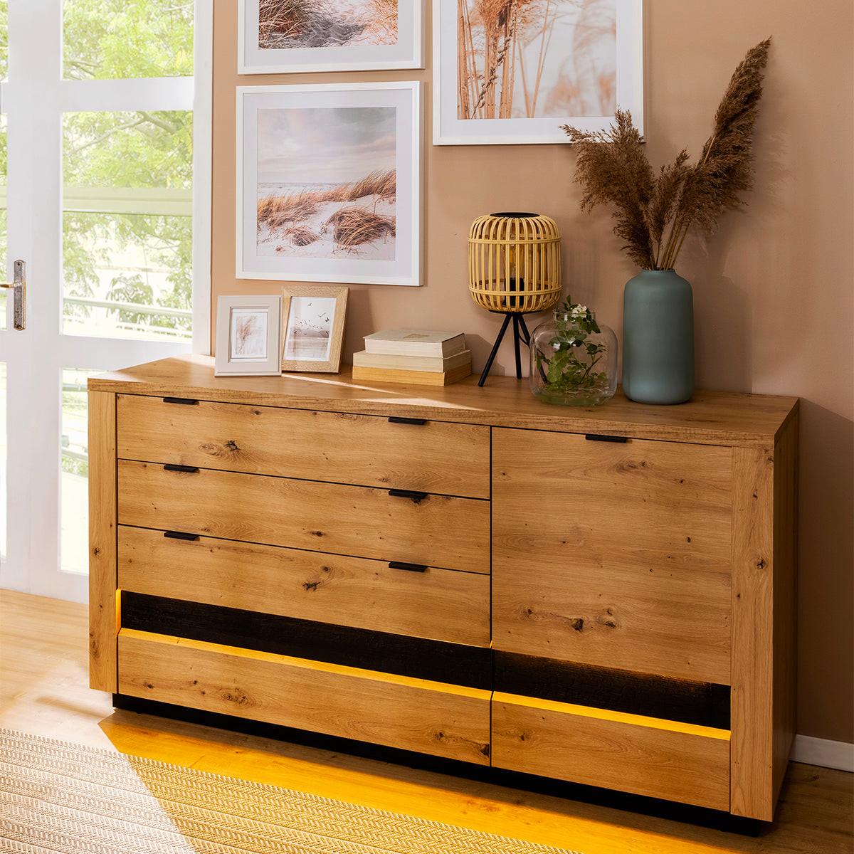 SIDEBOARD Glenn Holz und Schwarz - Braun, Holzwerkstoff (161/85/42cm) - Petits-meubles