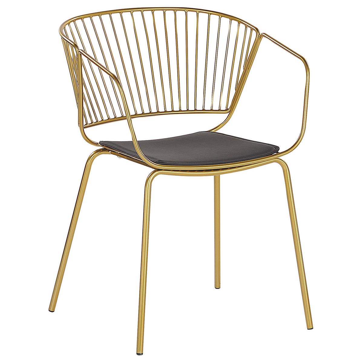 METALLSTUHL 2er-Set Gold Rigby - Goldfarben, Textil/Metall (54/77/49cm) - Beliani
