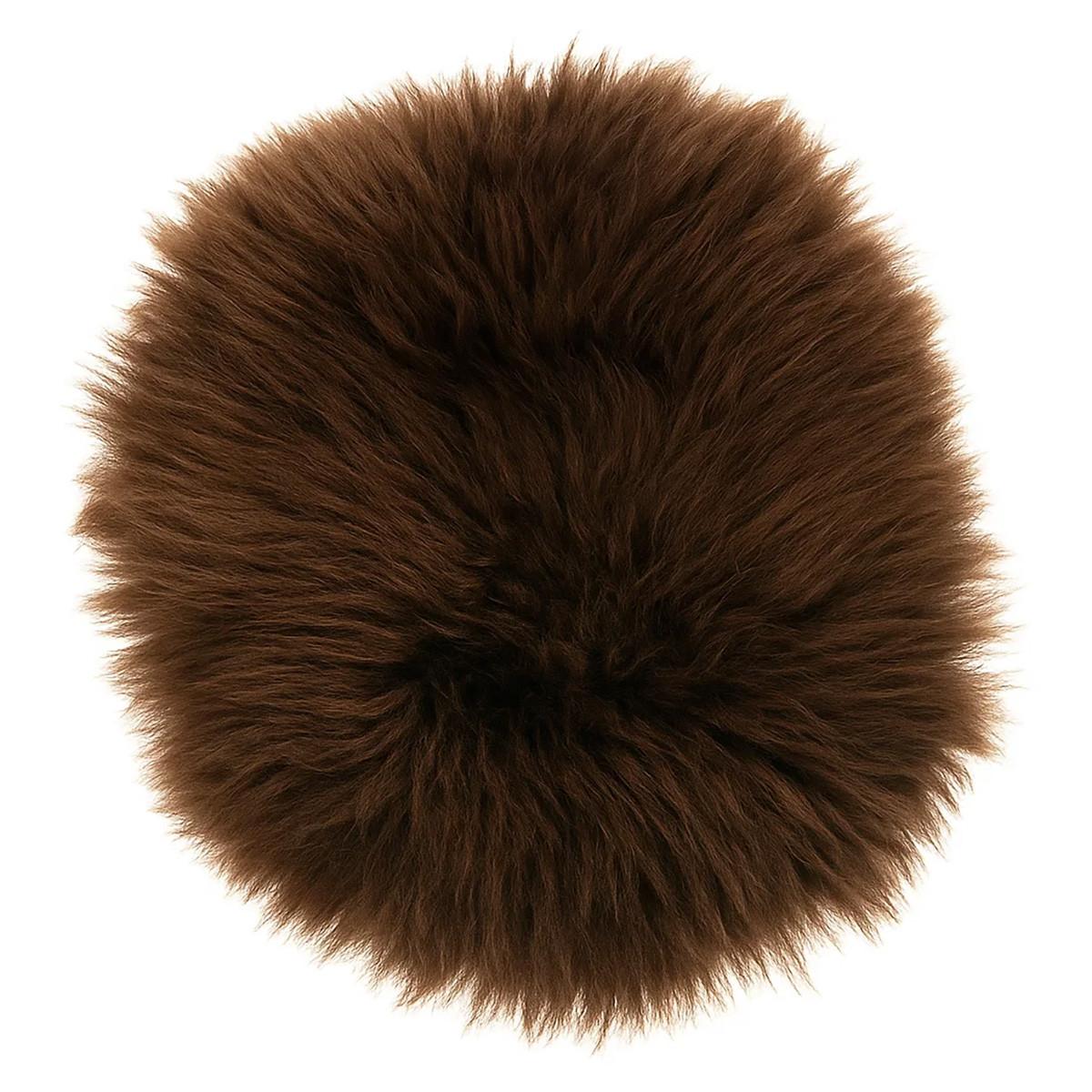 SITZAUFLAGE Lammfell Stuhlauflage Naturfell Rund 30/30 cm - Braun, Fell (30/30cm) - Provellus