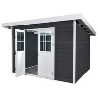 WPC GARTENHAUS MIT PULTDACH Graphit, Weiß - Graphitfarben/Weiß, Kunststoff (366/245/354cm) - MCW