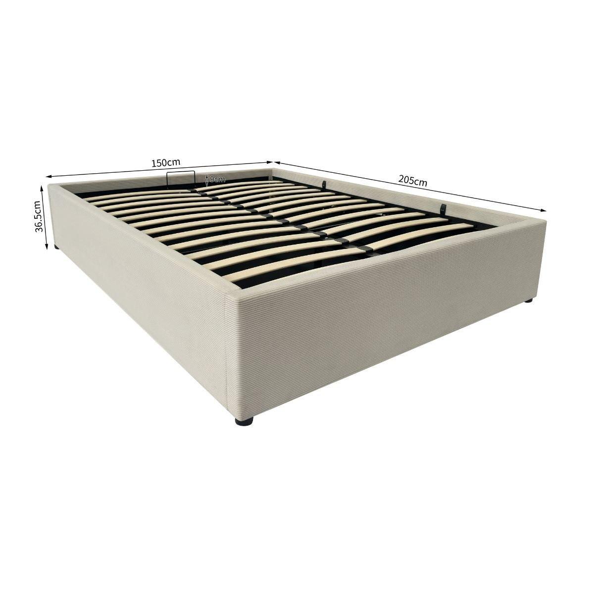 BETTKASTEN bezogen mit samt romy 204/152/36,5 cm - Beige, Holzwerkstoff (140/190cm) - Calicosy