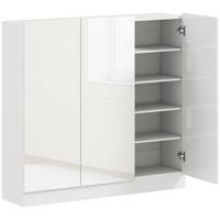 SCHUHSCHRANK, Schuhregal mit Verstellbaren Ablagen, Belüftungslöchern, Weiß - Weiß Hochglanz/Weiß, Holzwerkstoff (34/108.5/106.4cm) - HOMCOM