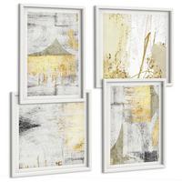 BILDER SET 4er Set - 50x50 cm & 40x60 cm Weißer Rahmen - Abstrakte minimalistische Muster - Weiß, Kunststoff (50/50cm) - TULUP