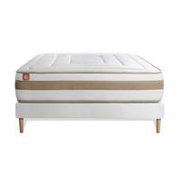 BETT Le Raffiné Taschenfederkern und Memory-Schaum 160 x 200 cm h1 - Kit Bettgestell Weiß - Beige/Weiß, Karton/Holz (160/200cm) - Marmottes & Co