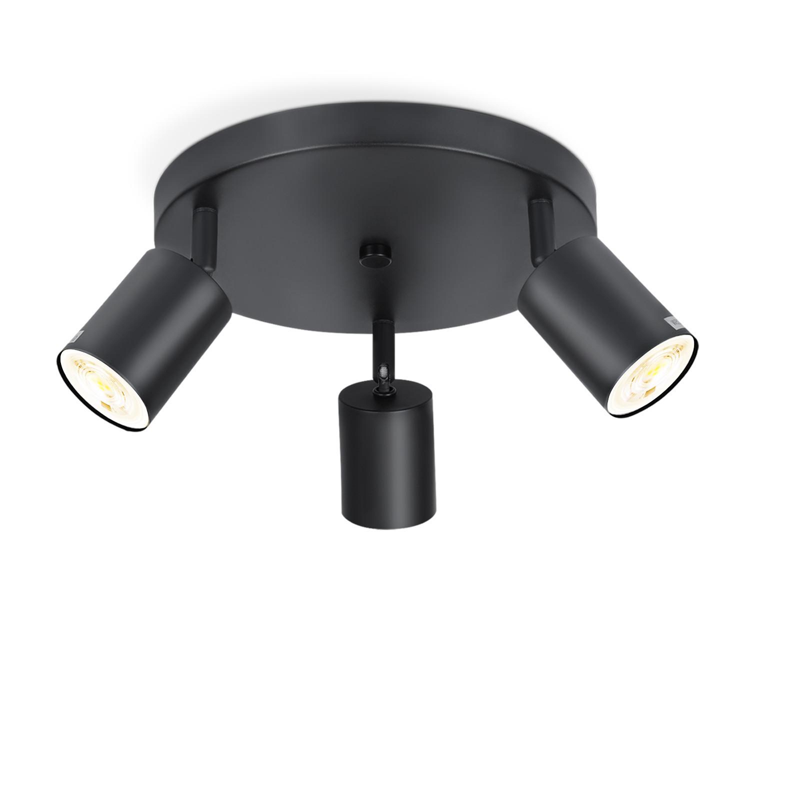 DECKENSTRAHLER Freiheit 3-flammig 24/24/14 cm - Schwarz, Metall (24/24/14cm) - Nettlife