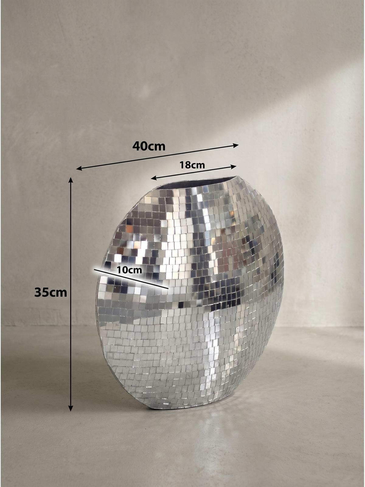 TISCHVASE BERLENGA, Eisen, handgefertigt, Silber, 40 x 10 x 35 cm - Silberfarben, Metall (35cm) - KADIMA DESIGN