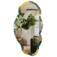 SPIEGEL 90x45 cm asymmetrisch mit Druck - Pflanzenmuster - Transparent, Glas (45/90/0.4cm) - TULUP