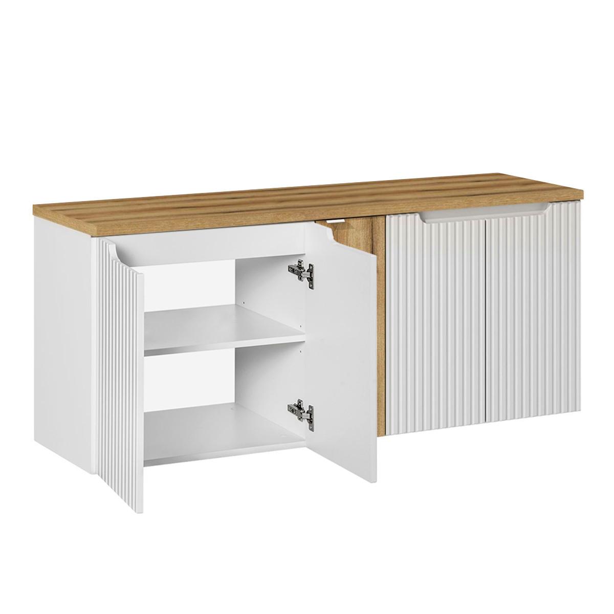 WASCHTISCHUNTERSCHRANK 140cm Riva Weiß und Holz - Weiß, Holzwerkstoff (140/57/40cm) - Petits-meubles