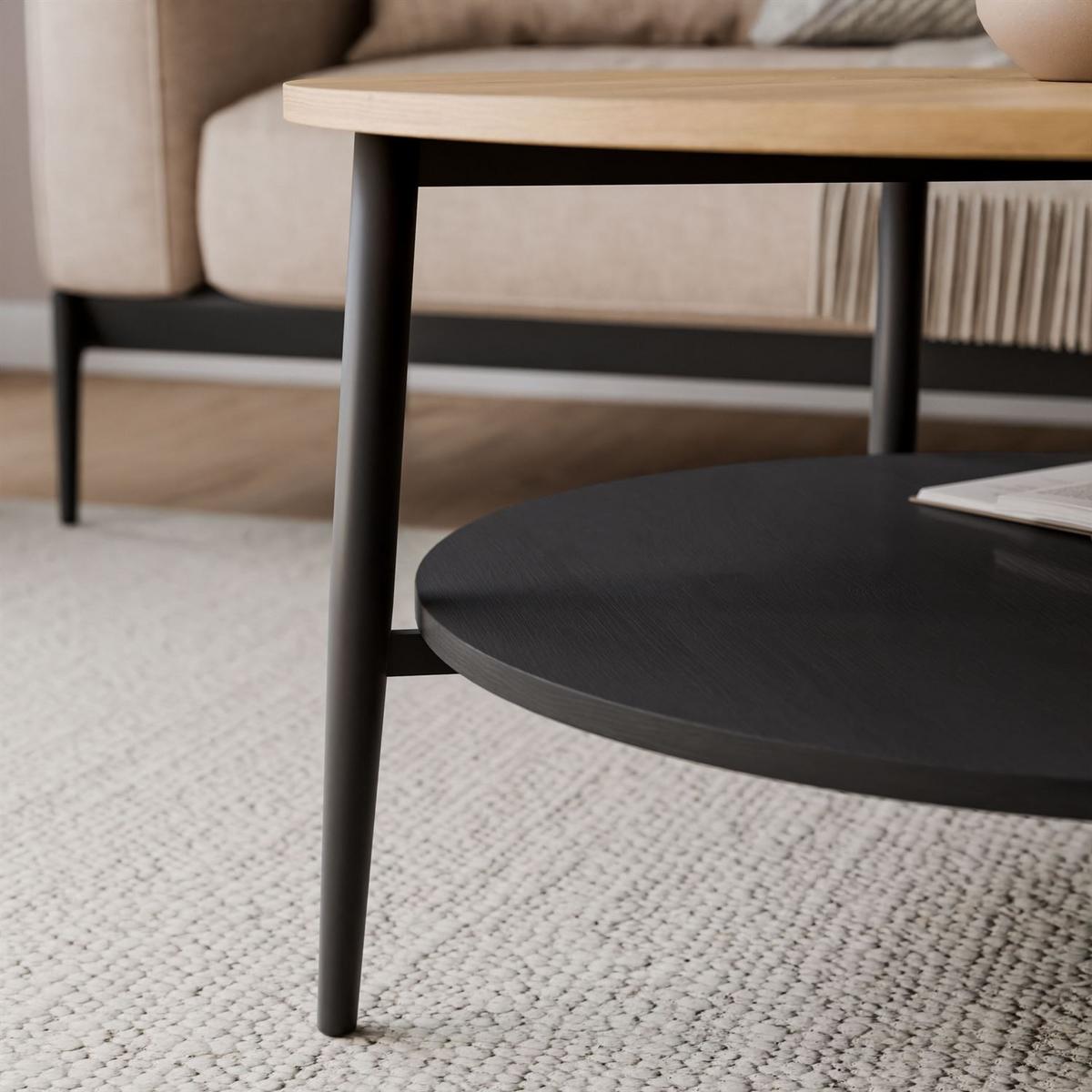 COUCHTISCH NORDIC mit schwarzen Beinen - Schwarz, Metall (80/80/45cm) - Lookway