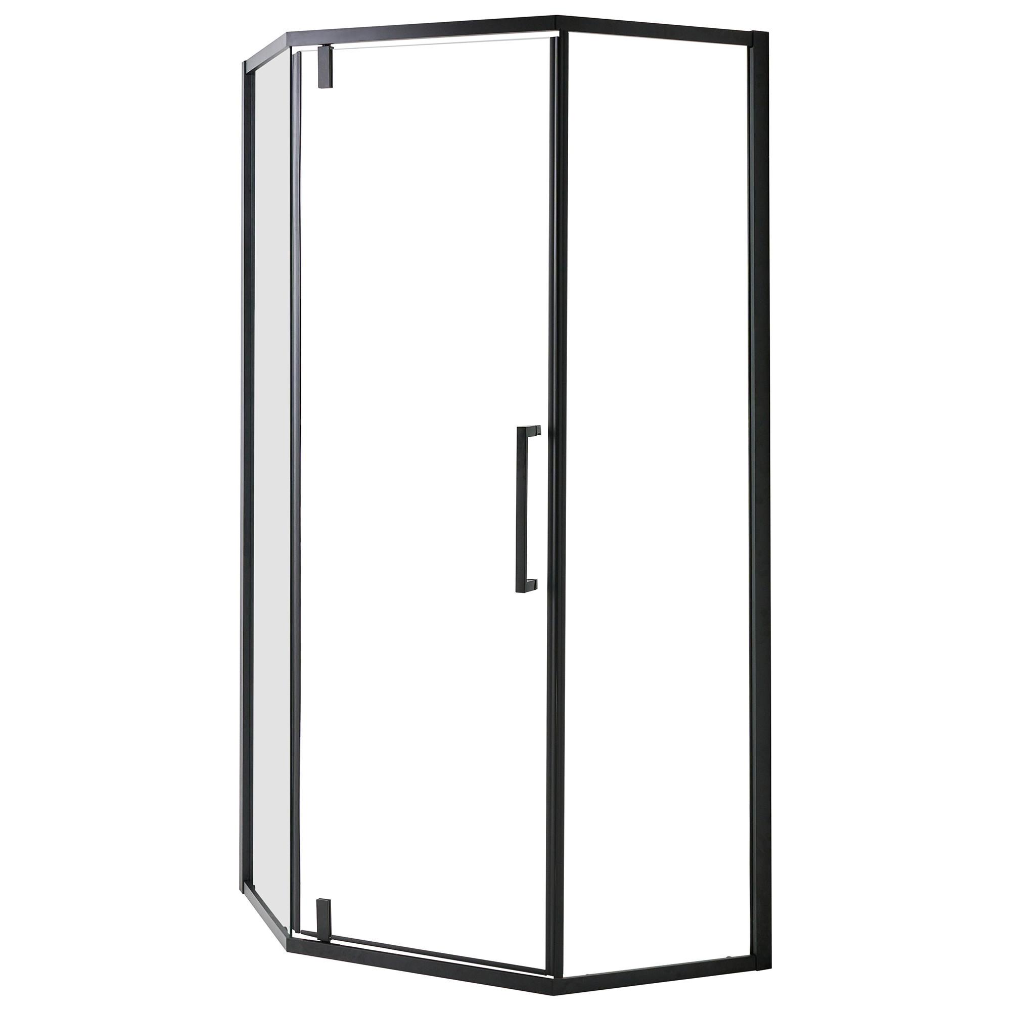 DUSCHKABINE Schwarz Tocantins - Transparent/Schwarz, Glas (90/90/190cm) - Beliani