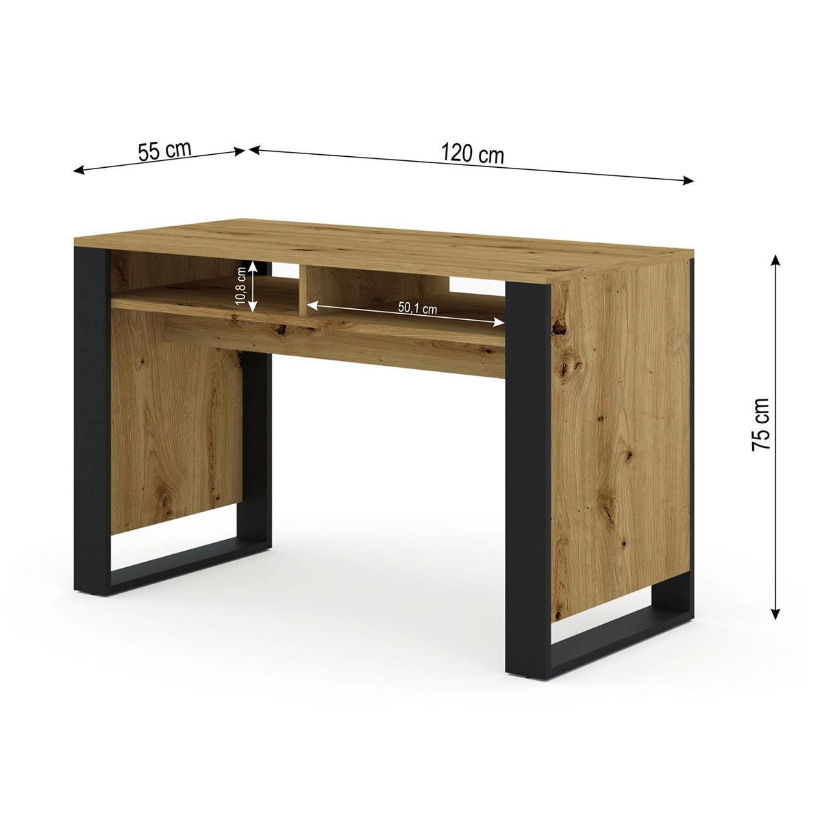 SCHREIBTISCH Gani Holz und Mattschwarz - Schwarz, Holzwerkstoff (120/55/75cm) - Petits-meubles