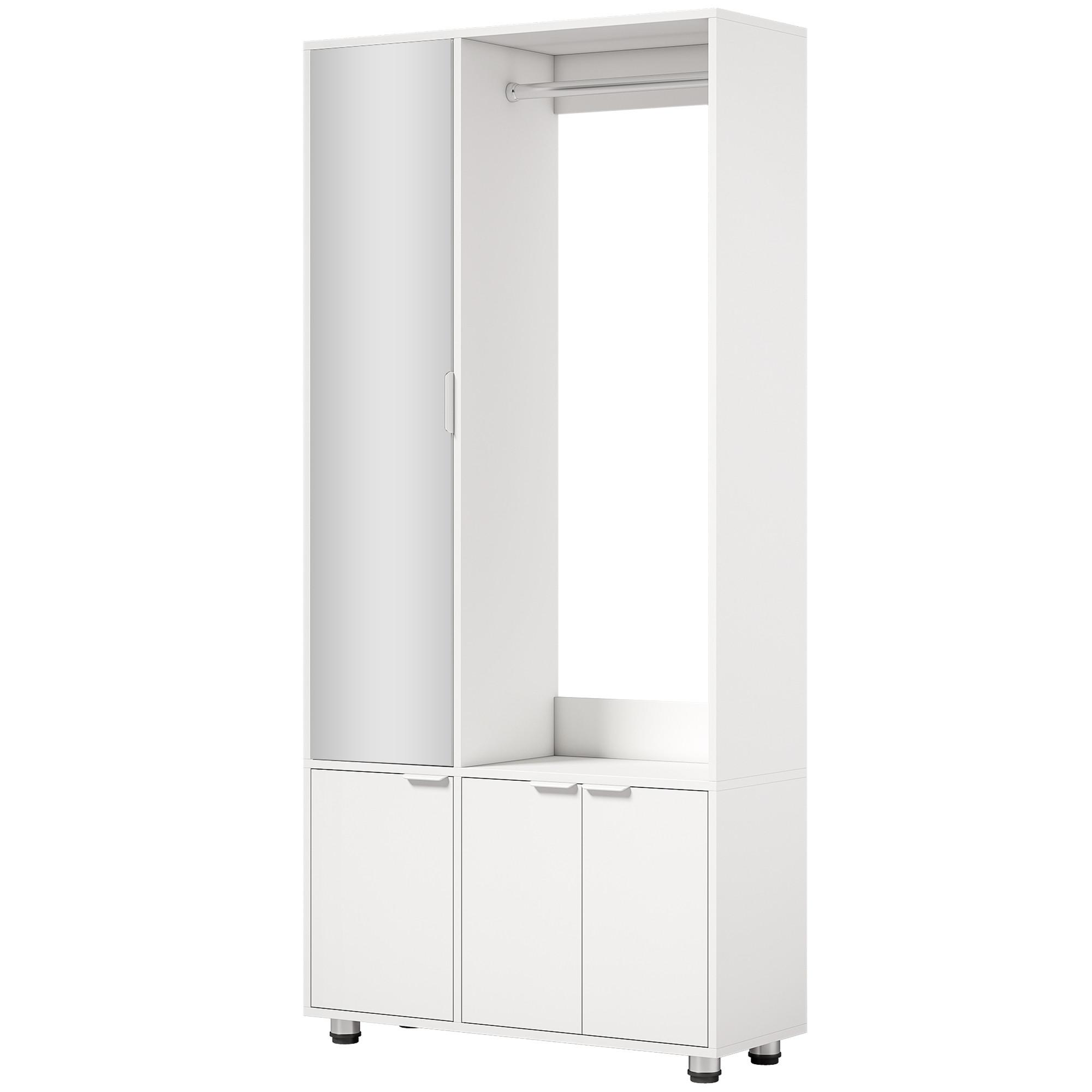 GARDEROBE-SET Spanplatte Weiß - Weiß, Holzwerkstoff/Metall (30/169/80cm) - HOMCOM