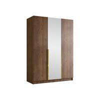KLEIDERSCHRANK Calia II - Goldfarben/Nussbaumfarben, Holzwerkstoff/Metall (150/215/58cm) - MIRJAN24