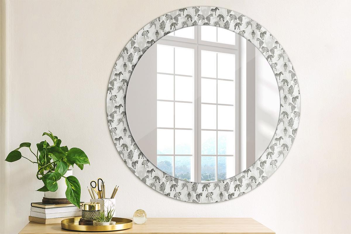 SPIEGEL Rund Ø 70 cm mit Aufdruck - Schwarz, Glas (70/70/0.4cm) - Wallfluent