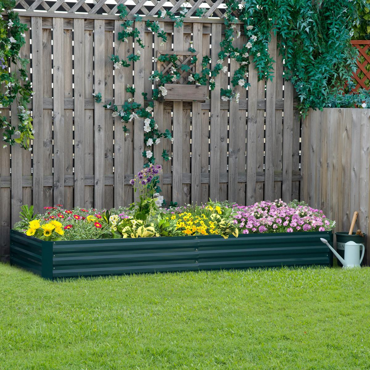 HOCHBEET aus Stahl, Pflanzkasten, Blumenkasten, Gemüsebeet für Balkon, Terrasse, Grün - Grün, Metall (90.5/30/241cm) - Outsunny