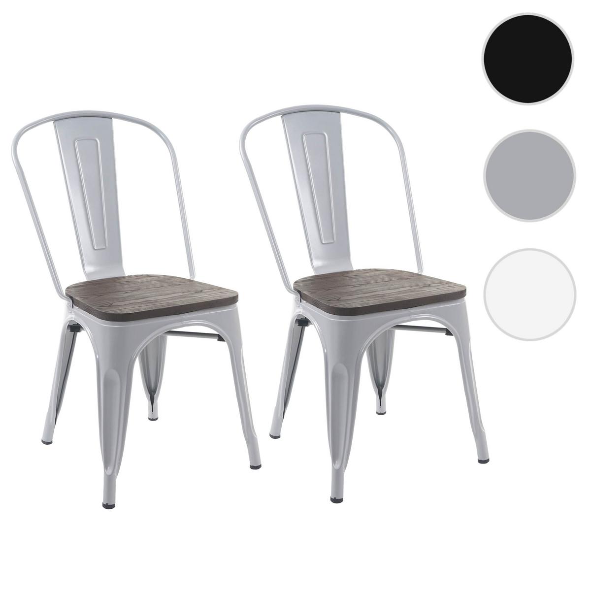 STUHL HOLZ-SITZFLÄCHE Grau 2er-Set - Grau, Holz (45/85/52cm) - MCW