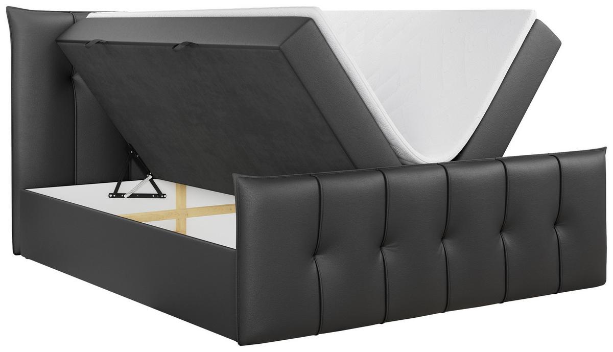 BOXBETT PREMIUM 11 140/200 Dunkelgrau Kunstleder - H3 - Dunkelgrau, Holz/Textil (140/200cm) - MKS