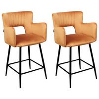 BARSTÜHLEN 2er-Set Orange Sanilac - Schwarz/Orange, Textil (51/91/44cm) - Beliani