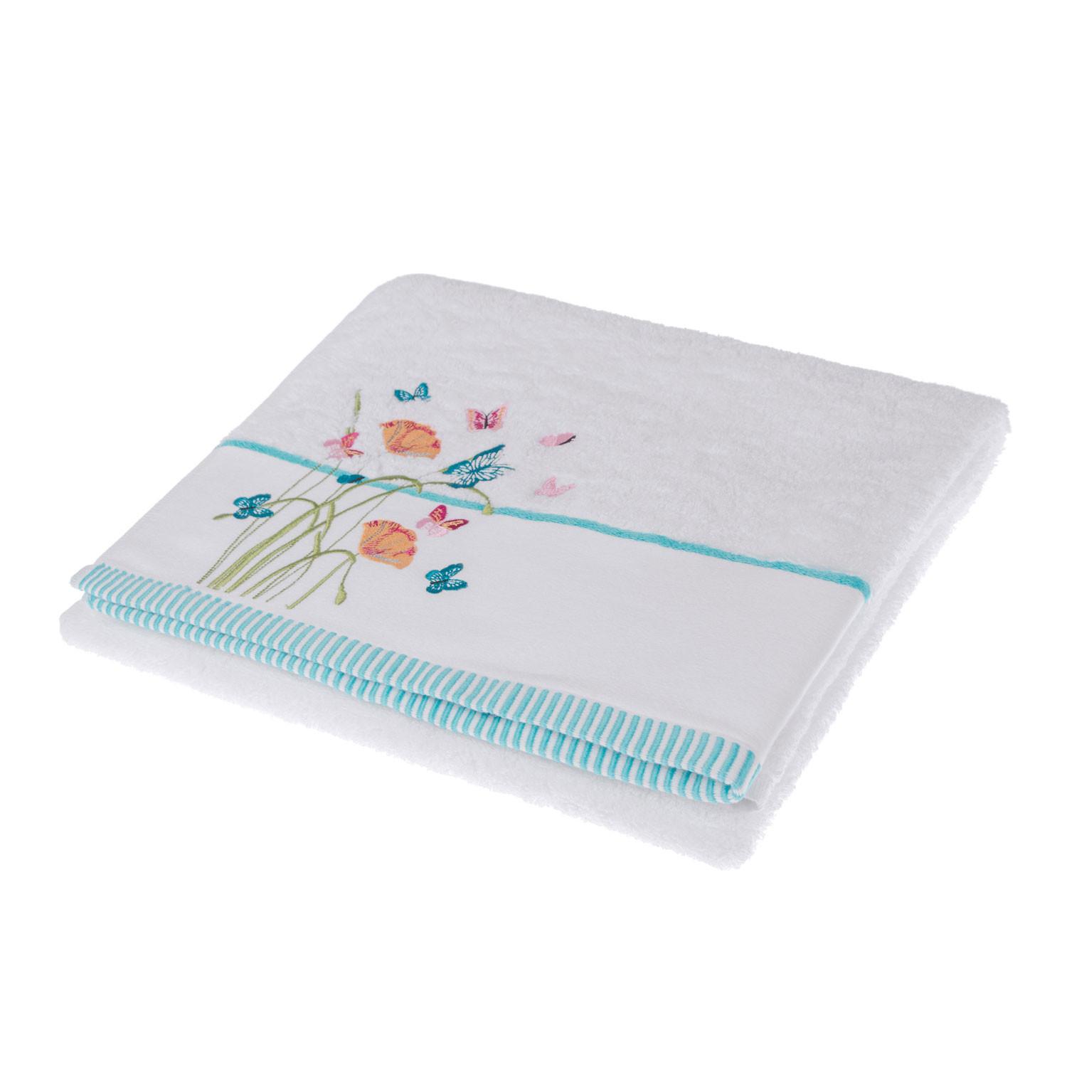 DUSCHTUCH Schmetterlinge weiß 70/120 cm - Weiß, Textil (70/120cm) - Homescapes