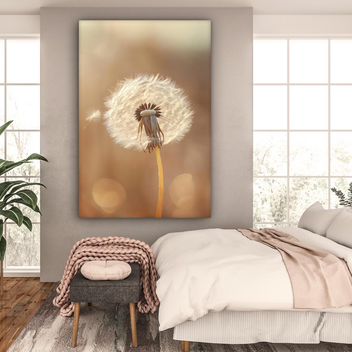 LEINWANDBILD Löwenzahn - Beige - Natur - Blume Deko Groß 90x140 cm - Hellbraun, Textil (90/140cm) - MuchoWow