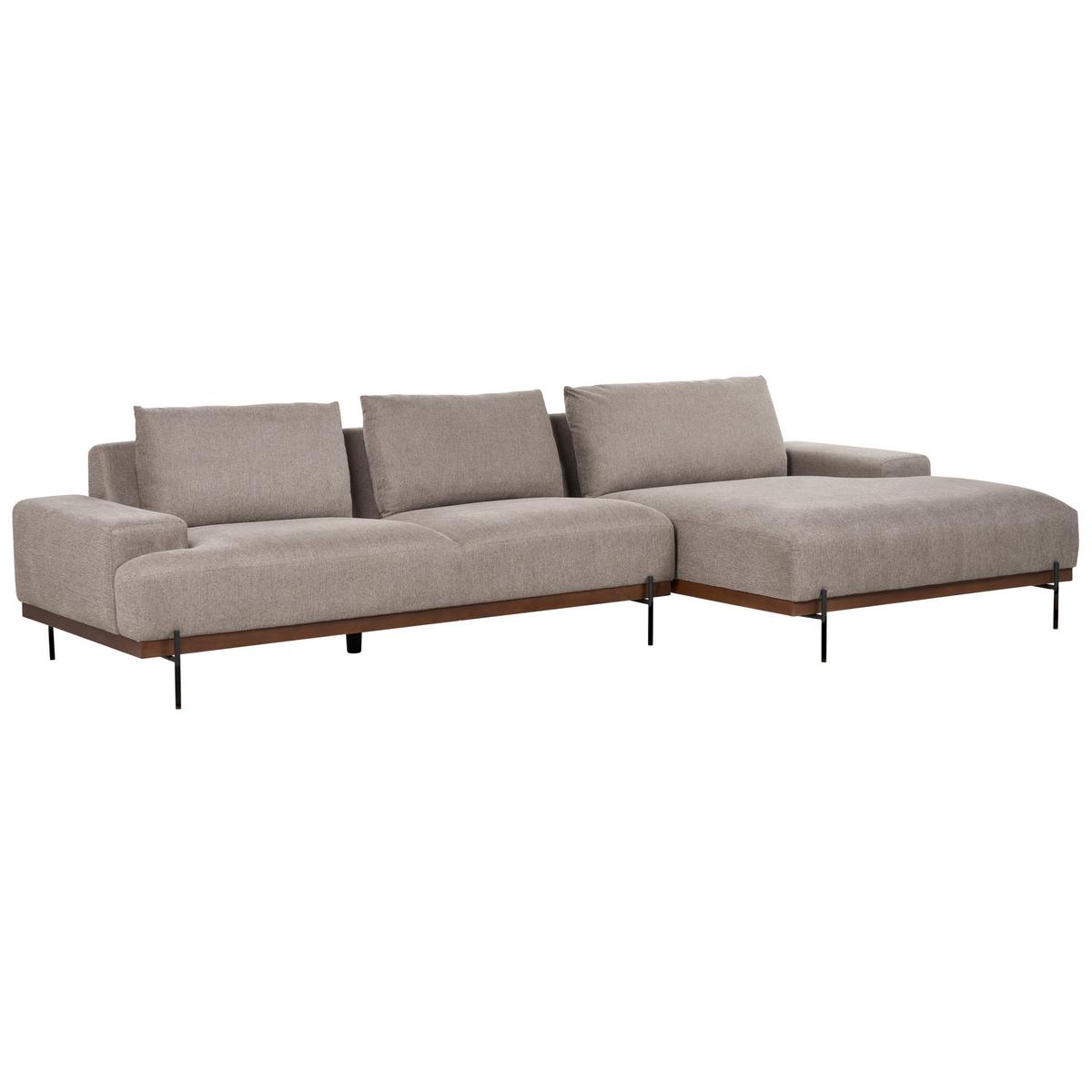 3-SITZER-ECKSOFA hellbraun rechtsseitig Mariferd - Hellbraun/Dunkelbraun, Textil (316/146cm) - Beliani
