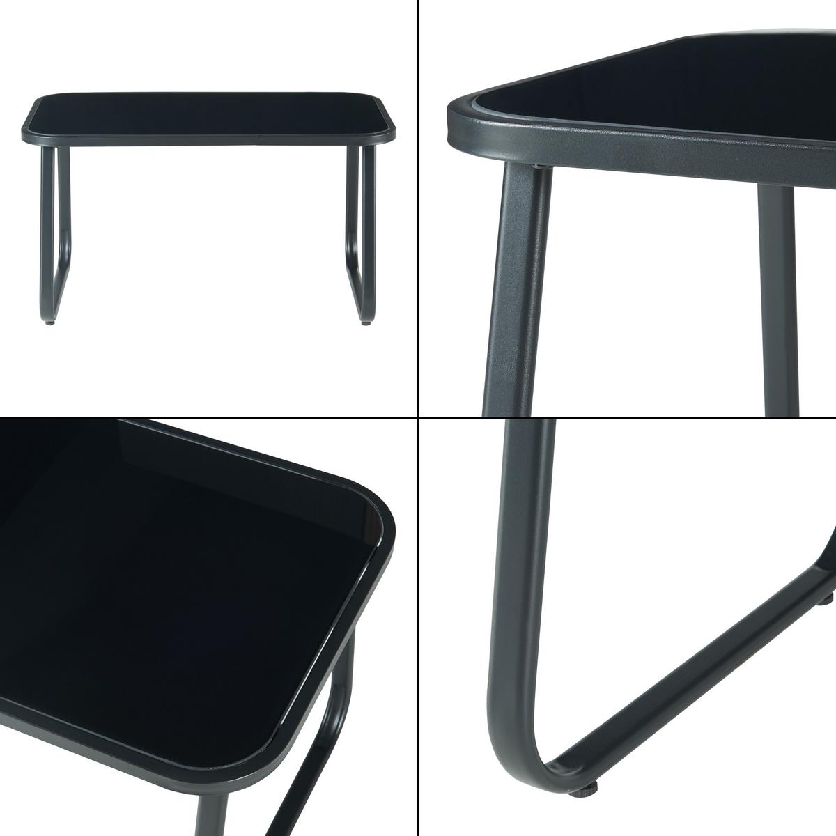 GARTENMÖBEL-SET 4 TLG. Anzi - Schwarz, Glas/Textil - casa.pro