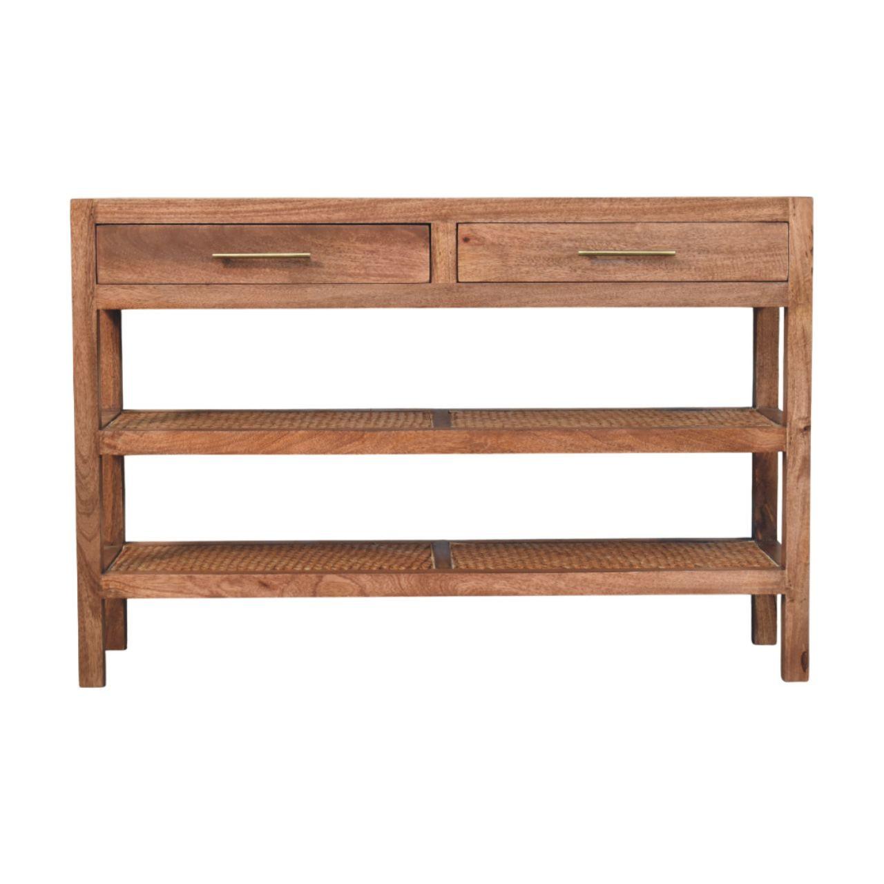 KONSOLENTISCH mit Honig-Karamell-Finish, 2 Schubladen, 2 offene Ablagen, honigbraun - Braun, Holz/Metall (35/120/80cm) - Artisan Furniture