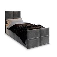 BOXBETT ARIEL 100 100x200 cm mit Matratze und Topper - Grau - Grau, Holz (100/200cm) - MASSENO
