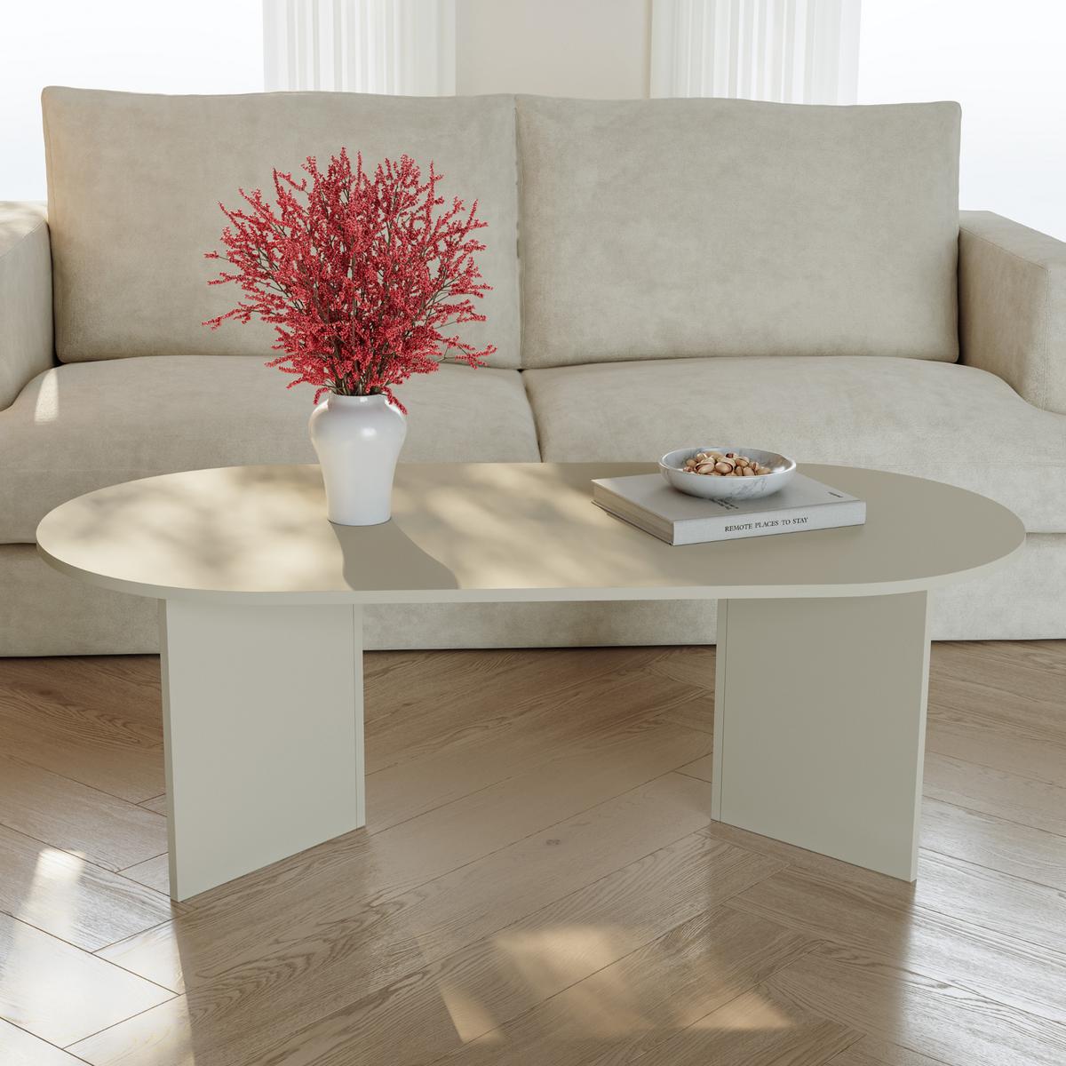 COUCHTISCH Kynd 119/60/40 cm - Sandfarben, Holzwerkstoff (119/60/40cm) - [en.casa]