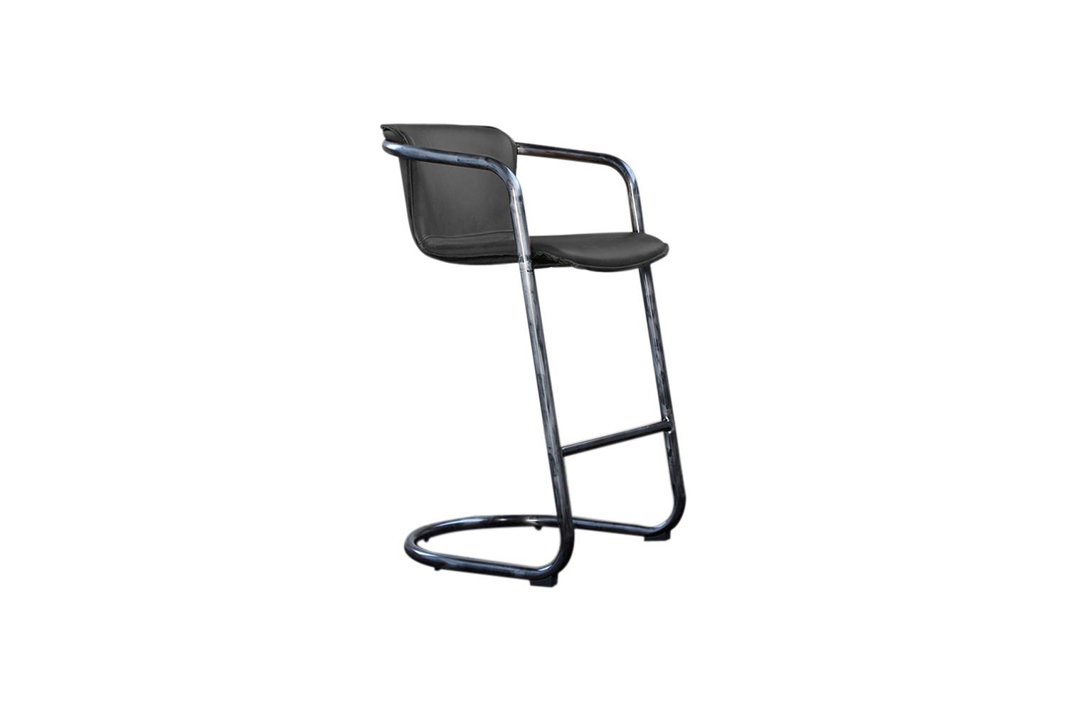 BARHOCKER TRIVIA Grau Leder - Grau, Leder (51/102/62cm) - KAWOLA