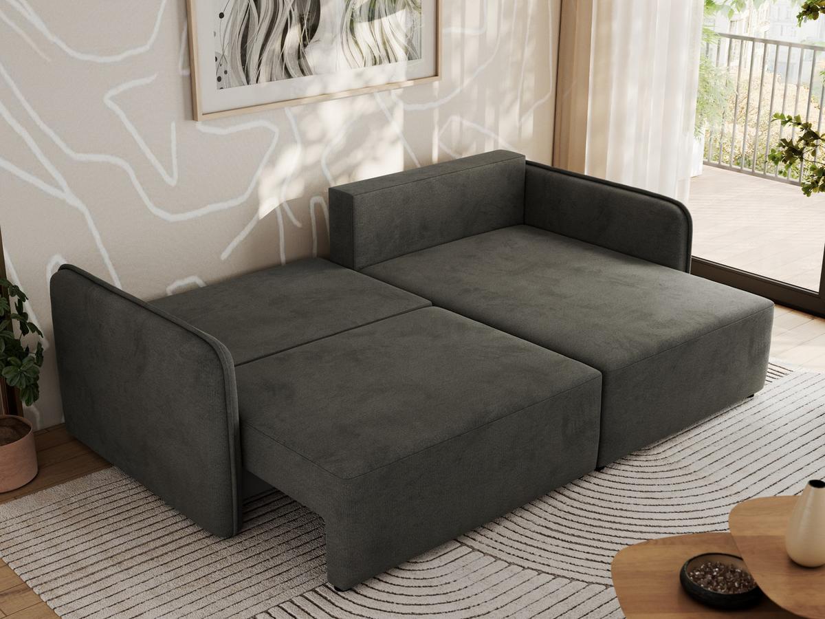 ECKSCHLAFSOFA MESTO L Dunkelgrau Velvet - rechts - Dunkelgrau/Schwarz, Kunststoff/Textil (147/227cm) - MKS