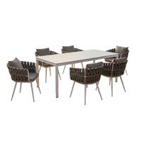 GARTEN-ESSGRUPPE LUSHA 7ER SET Grau Keramik, Kunststoff - Dunkelgrau, Keramik - KAWOLA