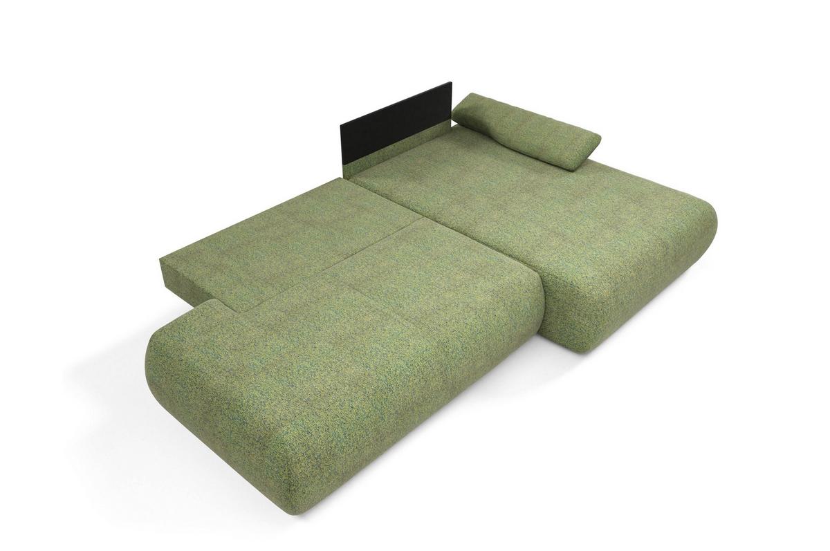 ECKSOFA DELTA R-S Grün Geflochtener Stoff mit Schlaffunktion - Grün, Holz (286/173.5cm) - MASSENO