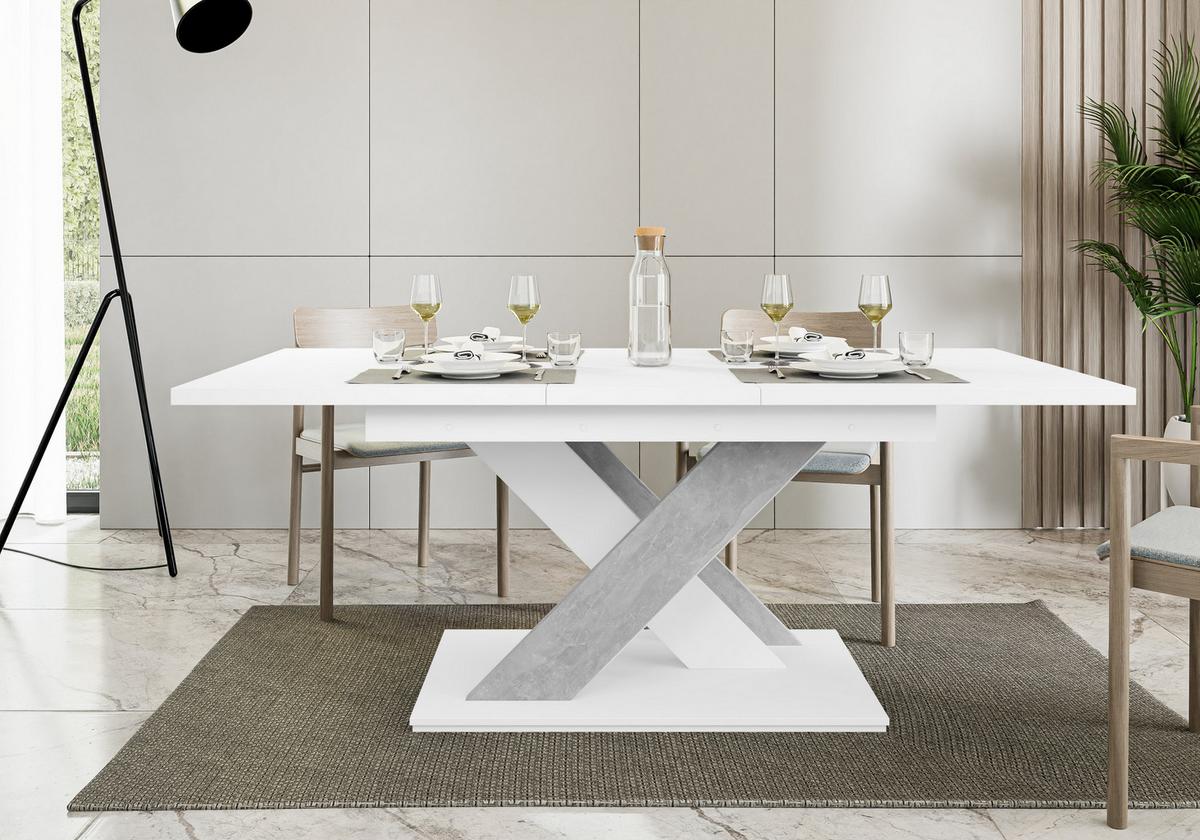 ESSTISCH RUDEN Ausziehbar 140 - 180 / 80 x 76 cm - Weiß/Grau, Holz (140/80/76cm) - MASSENO