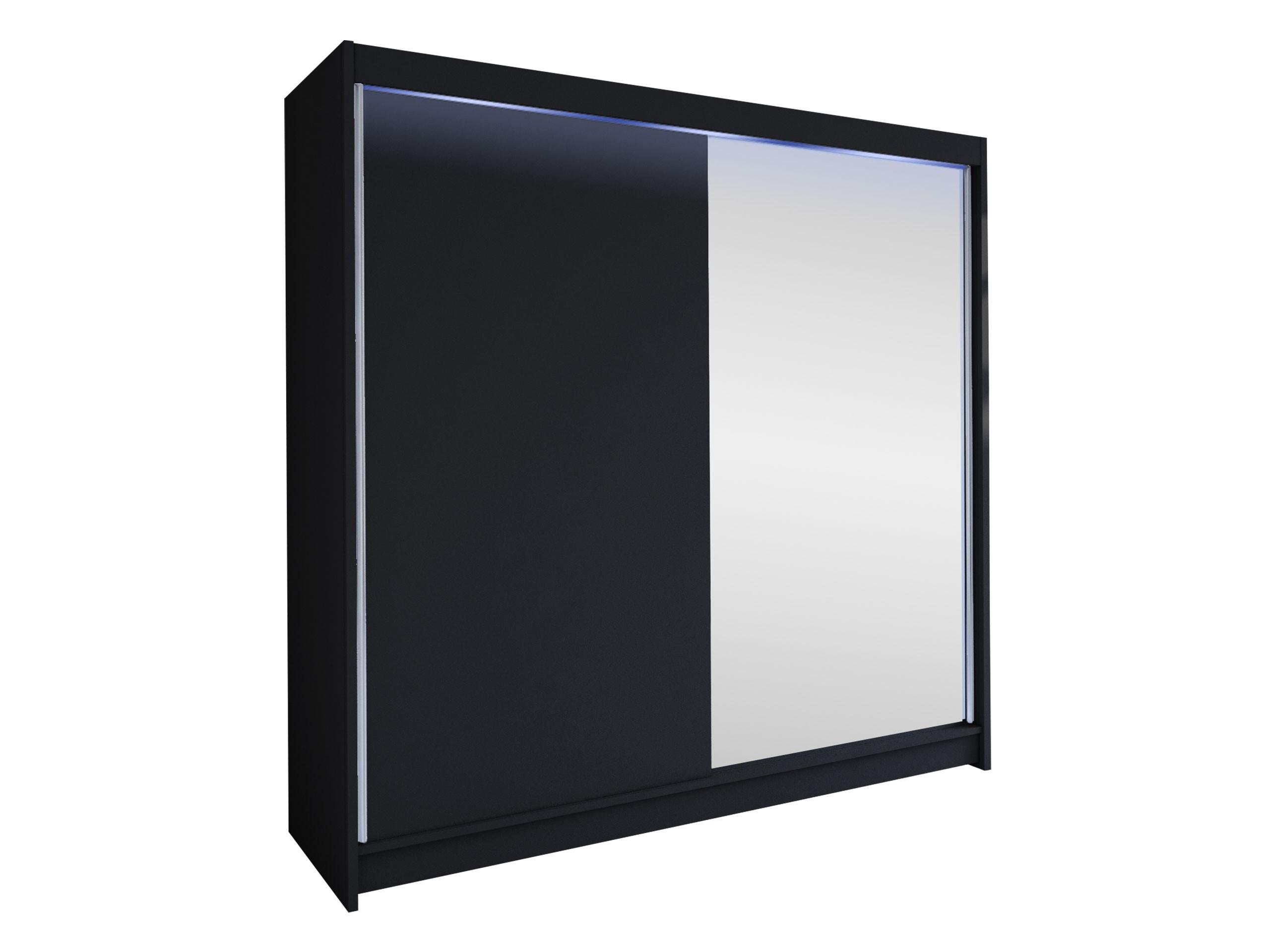 SCHWEBETÜRENSCHRANK Talin I, mit RGB LED Beleuchtung - Silberfarben/Schwarz, Holzwerkstoff/Metall (180/215/58cm) - MIRJAN24