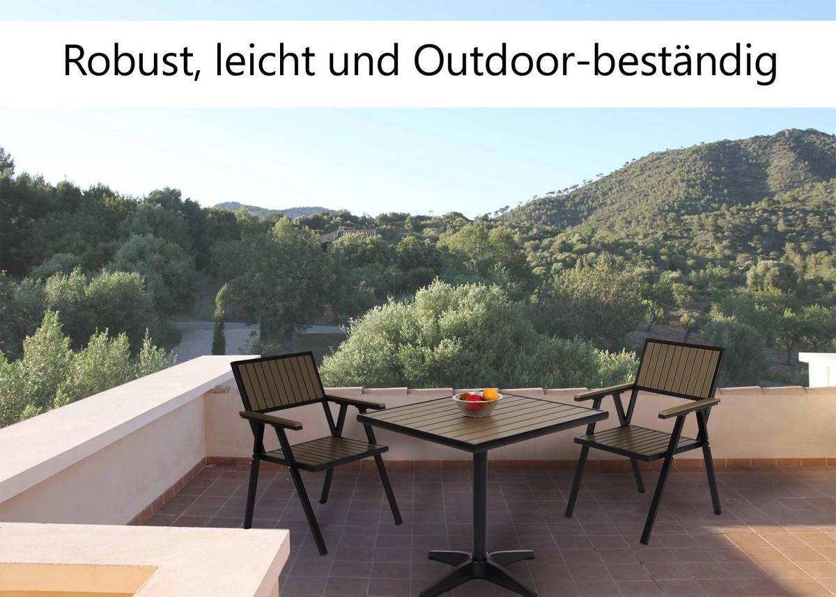 GARTENSTUHL+GARTENTISCH Schwarz, Grau - Schwarz/Grau, Kunststoff - MCW