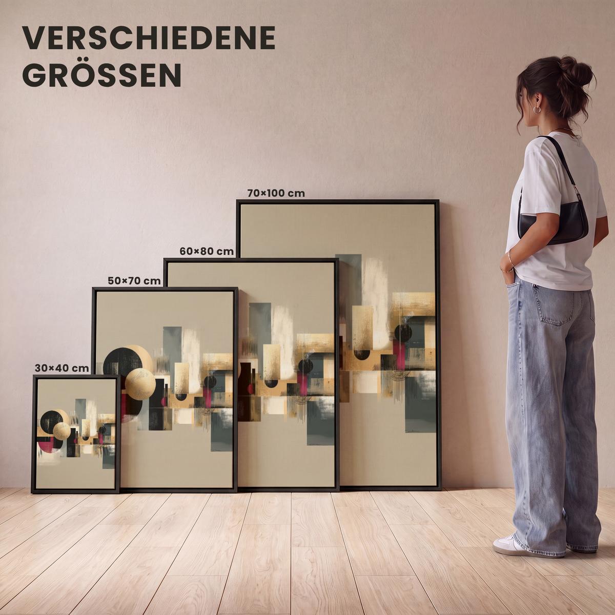 LEINWAND Bilder mit Rahmen - Abstrakt - Formen - Beige - Texturen - 60x80 - Beige, Textil (60/80cm) - MuchoWow