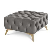 HOCKER Chesterfield Whitby Grau Samt mit goldenen Füßen - Goldfarben/Grau, Holz/Textil (80/45/80cm) - S-Style Möbel