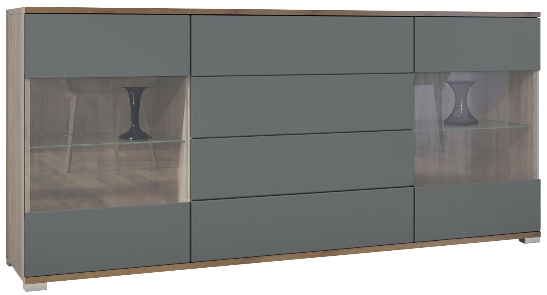 SIDEBOARD Bari Graphit Seidenmatt - Graphitfarben, Holzwerkstoff (166.5/75.5/35cm) - Vladon