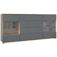 SIDEBOARD Bari Graphit Seidenmatt - Graphitfarben, Holzwerkstoff (166.5/75.5/35cm) - Vladon