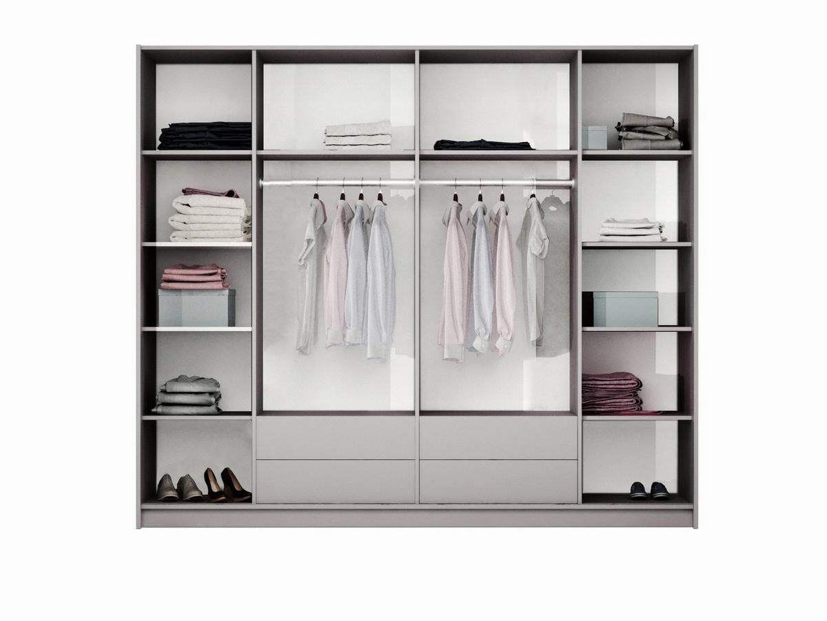 DREHTÜRENSCHRANK QUINN 255/219/65 cm 2-türig mit Spiegel Weiß - Weiß, Holzwerkstoff (255/219/65cm) - MASSENO