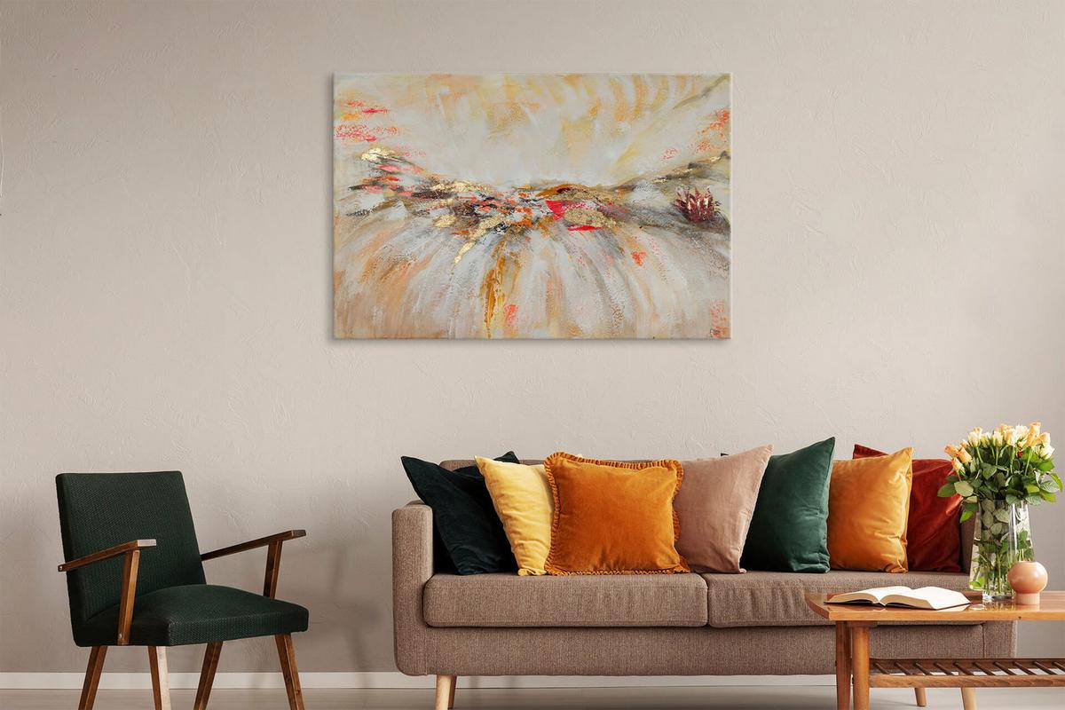 ÖLGEMÄLDE 120/80 cm - Beige/Weiß, Holz/Textil (120/80cm) - KUNSTLOFT