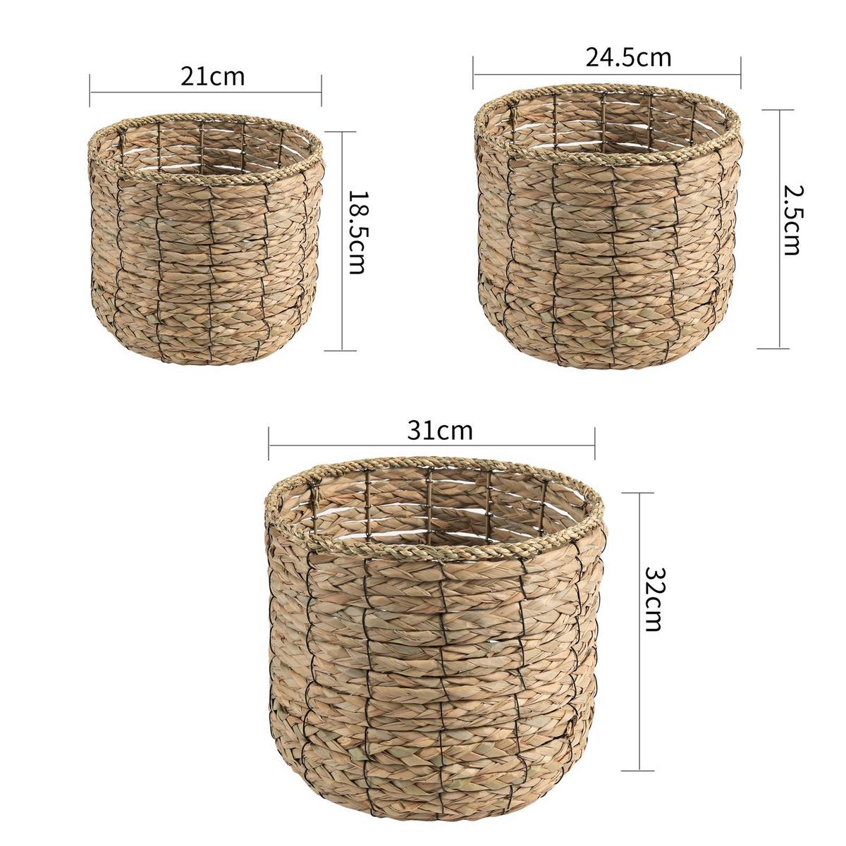 SEEGRASKÖRBE CEBU 3er Set natur - Naturfarben, Naturmaterialen (30/25/30cm) - CARO-Möbel