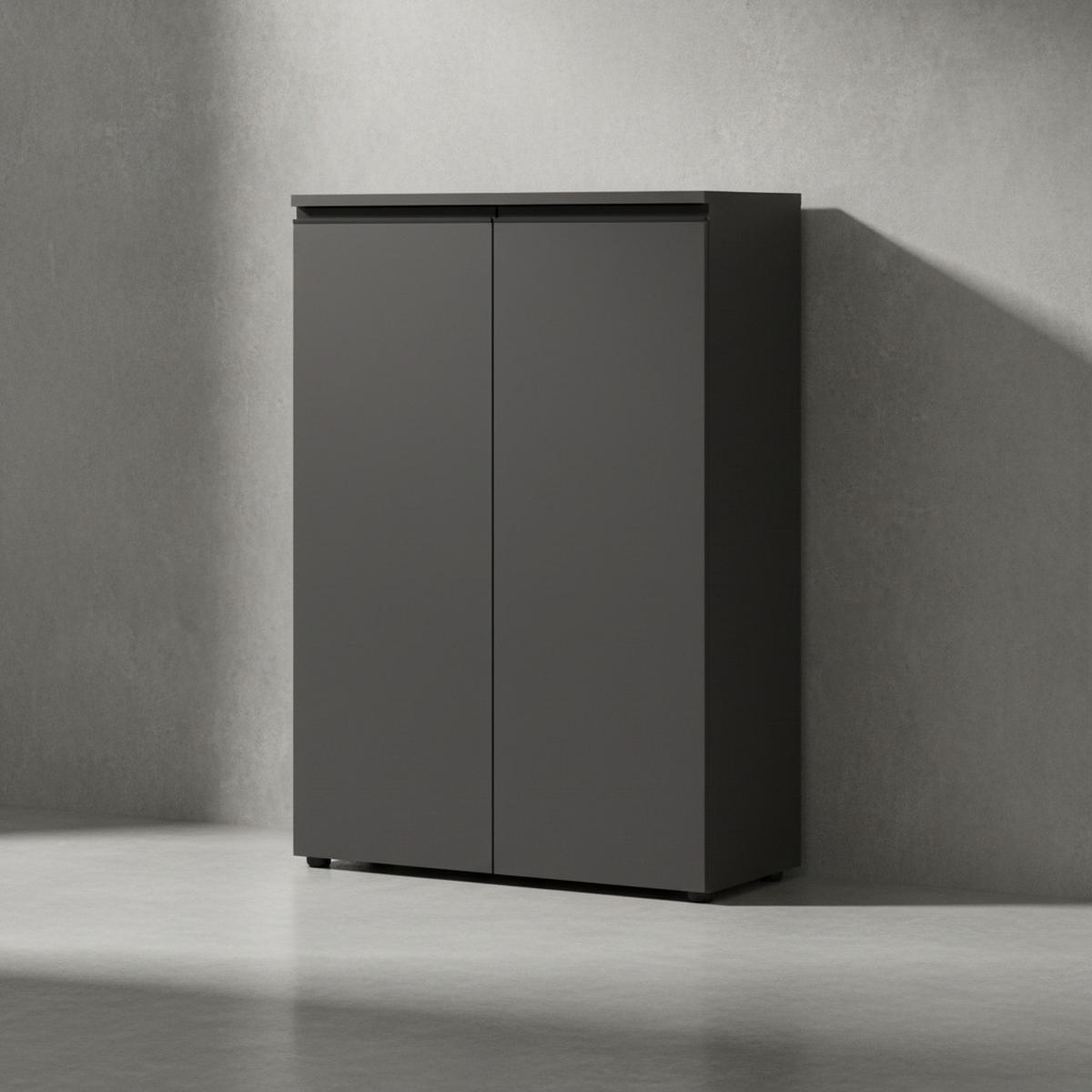 AKTENSCHRANK 2-türig Soft-Close, 3 Ordnerhöhen 81x120x40 cm Graphit - Schwarz, Holzwerkstoff (81/120/40cm) - KADIMA DESIGN