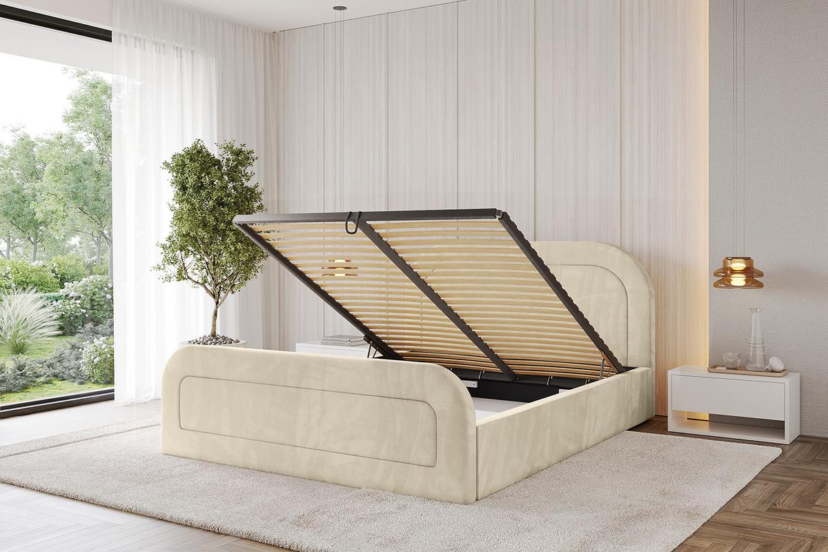 POLSTERBETT mit Bettkasten, Fußteil und Lattenrost, Boxbett ohne Matratze - LERAY-Z 120x200 Beige - Ecru, Holzwerkstoff/Textil (120/200cm) - ALTDECOR