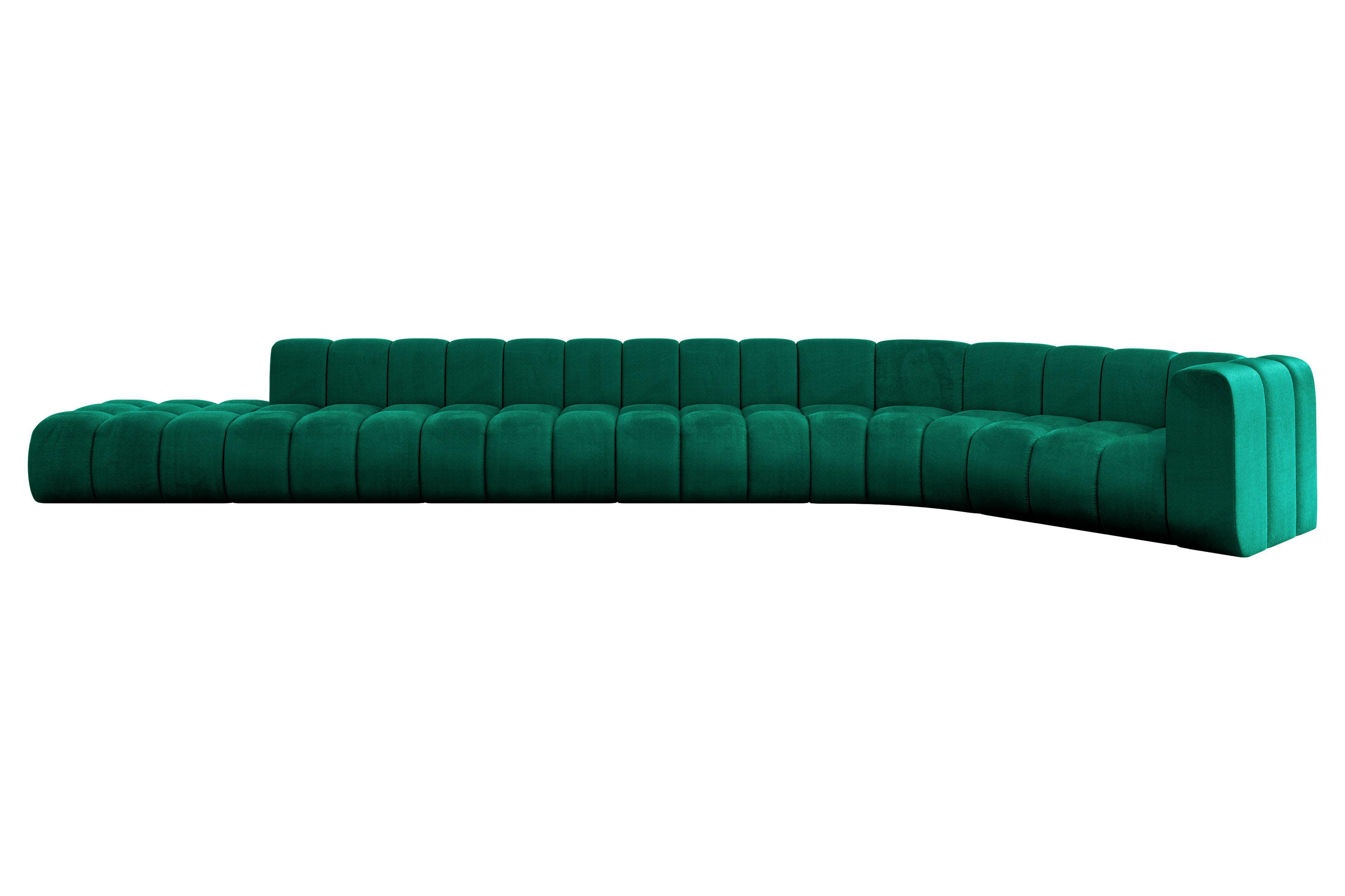 ECKSOFA modulares Sofa Tilmo-L3 - 581x194x70 cm Grün - Dunkelgrün, Holzwerkstoff/Textil (581/194cm) - ALTDECOR