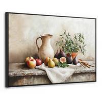 LEINWAND Bilder mit Rahmen - Obst - Kräuter - Ländlich - 140x90 - Naturfarben, Textil (140/90cm) - MuchoWow
