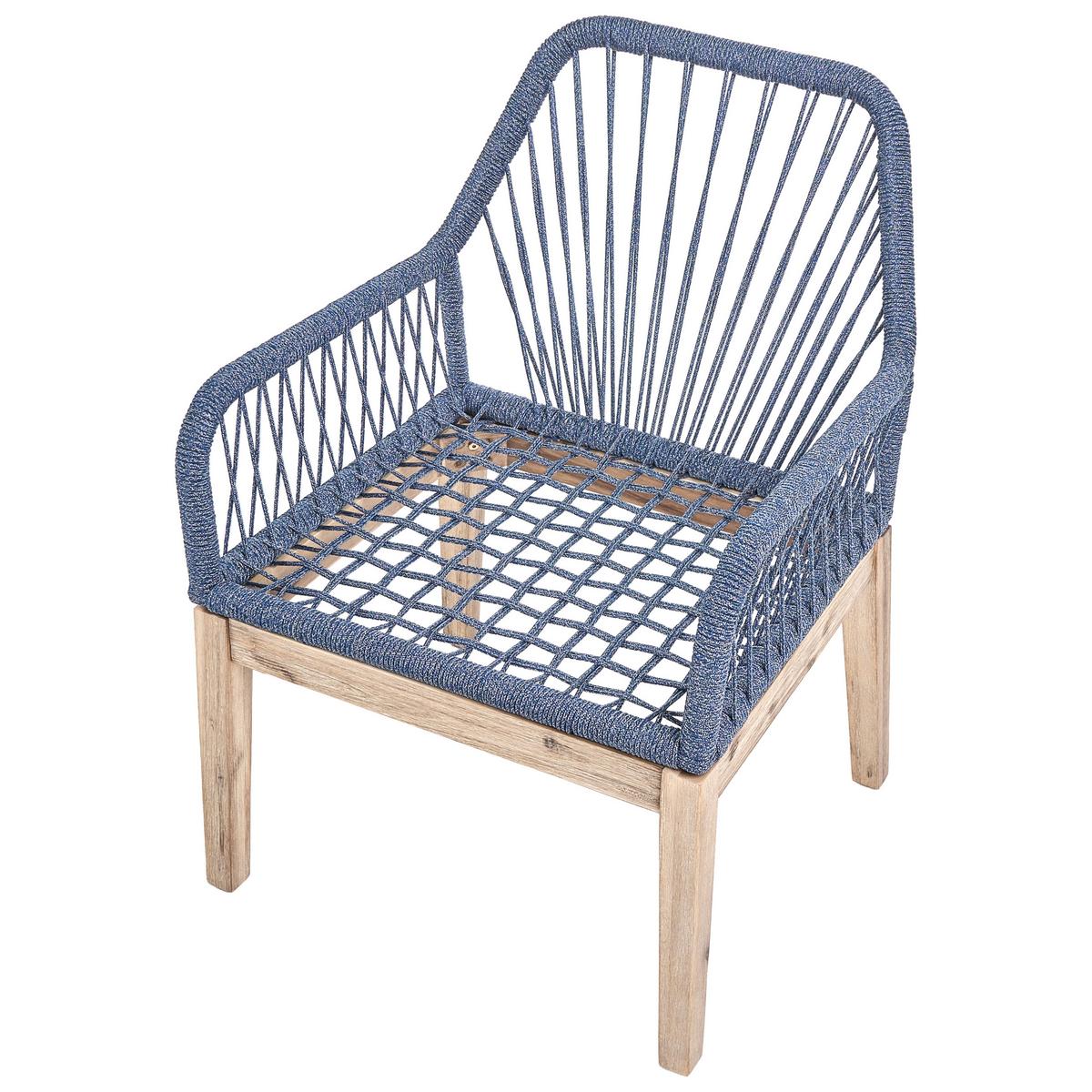 GARTENSTUHL 2er-Set und Sitzkissen Marineblau Olbia - Hellblau, Holz (64/89/71cm) - Beliani